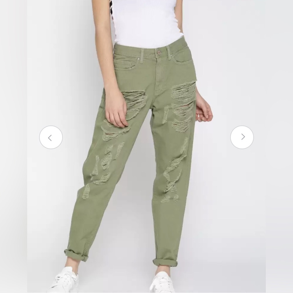Olive Green Distressed Women Jeans Forever 21